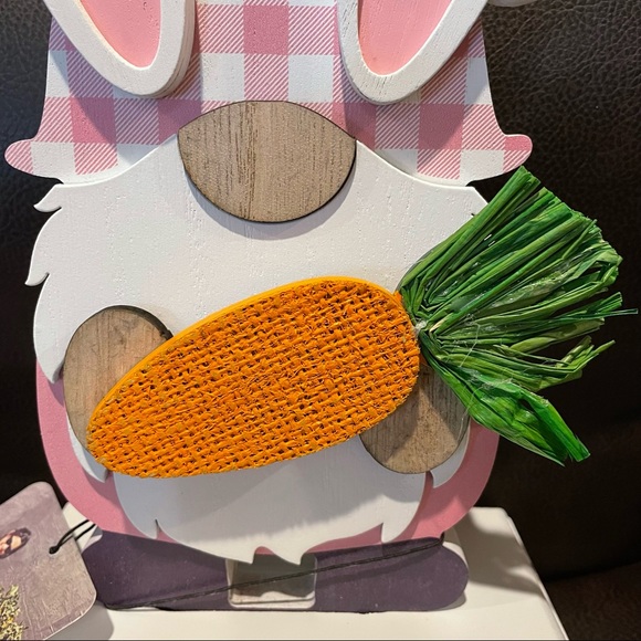 Rae Dunn Easter HUNNY BUNNY Wood Gnome Holding Carrot BRAND NEW!!! - Picture 3 of 7